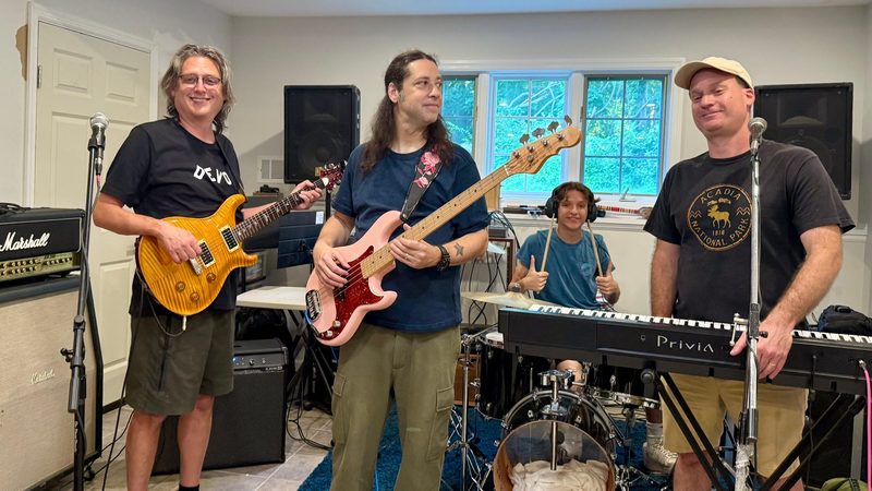 The band in the rehearsal room